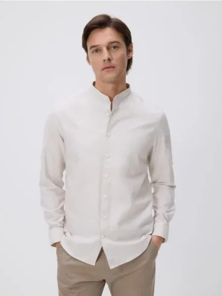 Reserved koszula slim fit beżowy