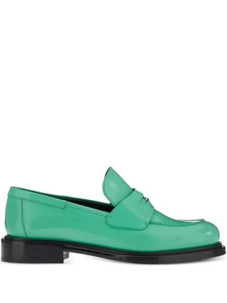 Pantofi loafer Ferragamo din piele cu bretele verde