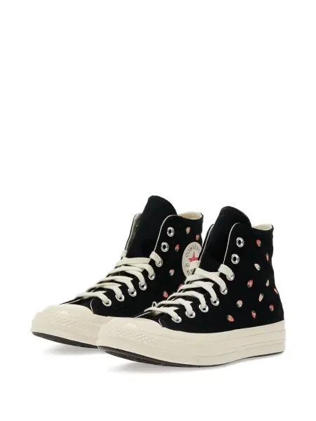 Sneakerși Converse cu broderie cu model floral cu platformă negru