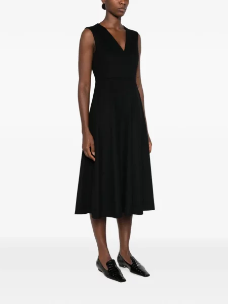 Rochie midi Max Mara fără mâneci cu decolteu în V negru