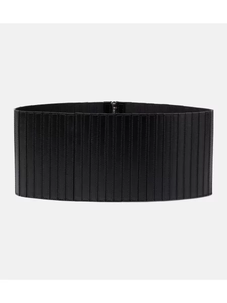 Curea Alaïa din piele cu dungi negru