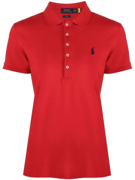Haftowane długi polo Polo Ralph Lauren z okrągłym dekoltem niebieskie