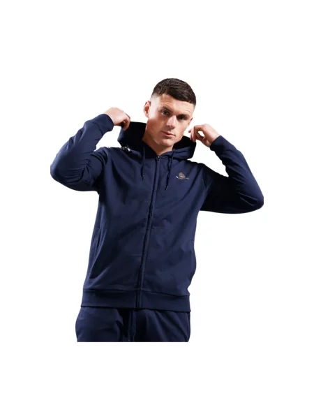 Bluza z kapturem Aquascutum w kratę z logo niebieska