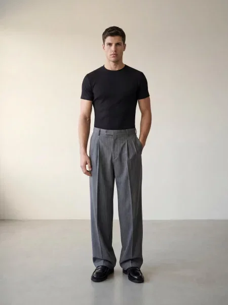 ARMIE Kalhoty The Erick Wide Leg Trousers' šedá
