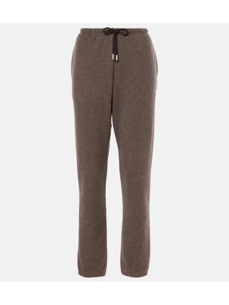 Pantaloni de trening The Row din cașmir maro