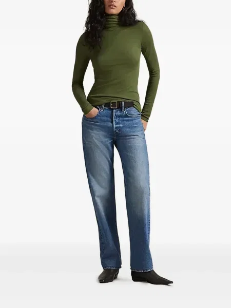 Pletený dlouhý top Polo Ralph Lauren s výšivkou modrý