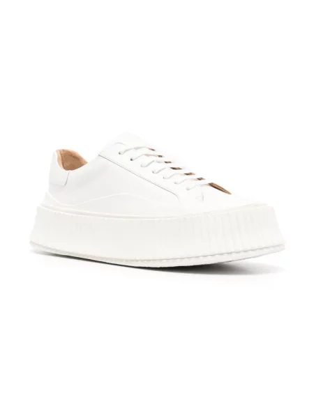 Sneakersy Jil Sander skórzane z okrągłym noskiem białe