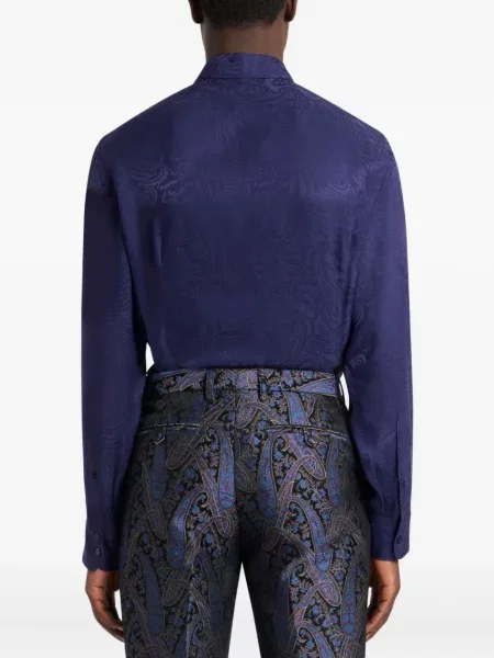 Cămașă Etro cu model paisley din jacard albastru