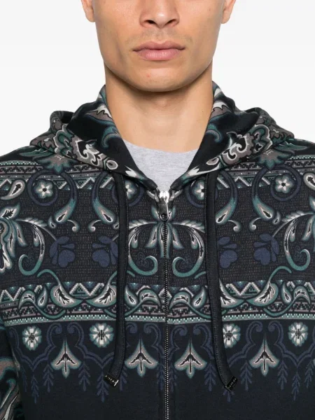Hanorac cu glugă Etro cu imagine cu model paisley albastru
