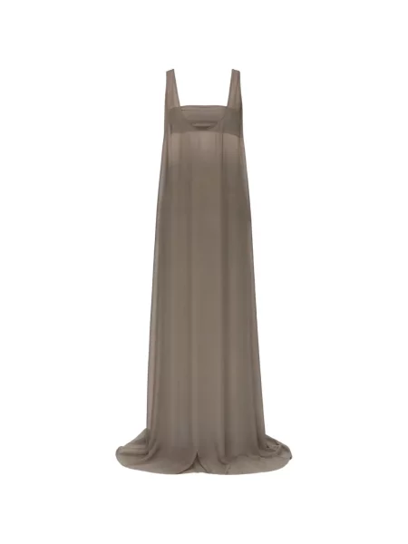 Rochie maxi Rick Owens de mătase fără mâneci gri