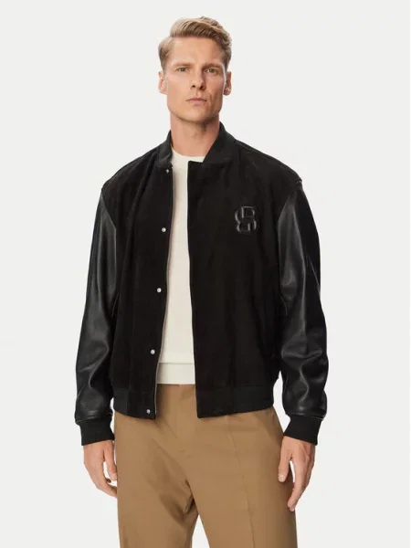 BOSS Geacă de piele C-Mileon negru