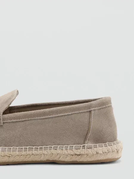 Espadryle ze skóry i juty średni Mężczyzna 39 MANGO MAN brązowy