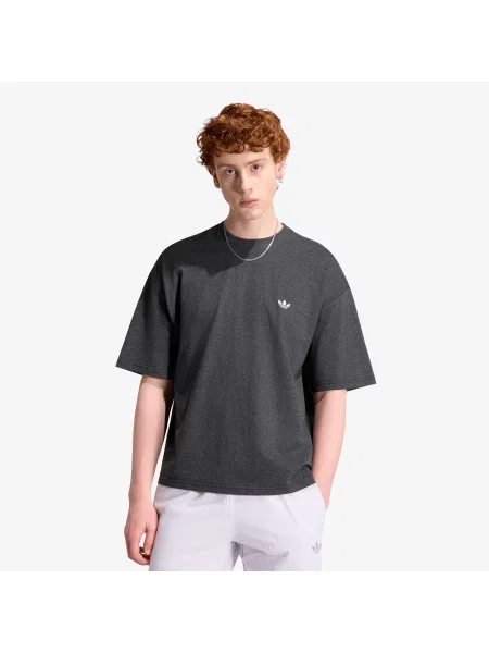 Тениска adidas Trefoil Essentials Melange Loose Cropped T-Shirt Dark Grey Heather XL сиво