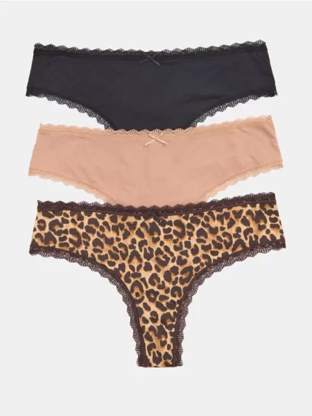 Трусики-танга з мереживом 3 пари різнобарвний