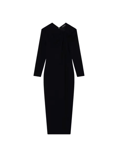 Dzianinowa długa sukienka maxi Emporio Armani czarna