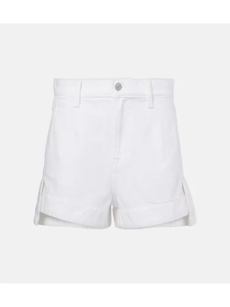 Pantaloni scurți din denim 7 For All Mankind cu talie înaltă alb
