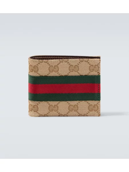 Platno denarnica Gucci s črtami bež