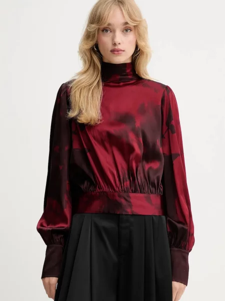 Gestuz bluză cu imprimeu bordo