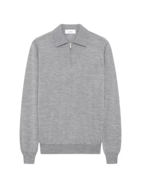 Lung tricou polo Lardini gri
