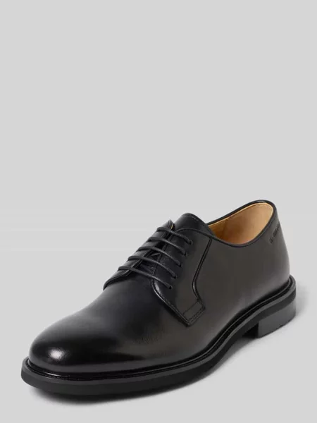 Derby ze skóry z wytłaczanym logo model UMMO' Cg - Club Of Gents czarny