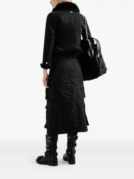 Sztuczne futro kurtka jeansowa Dolce And Gabbana czarna