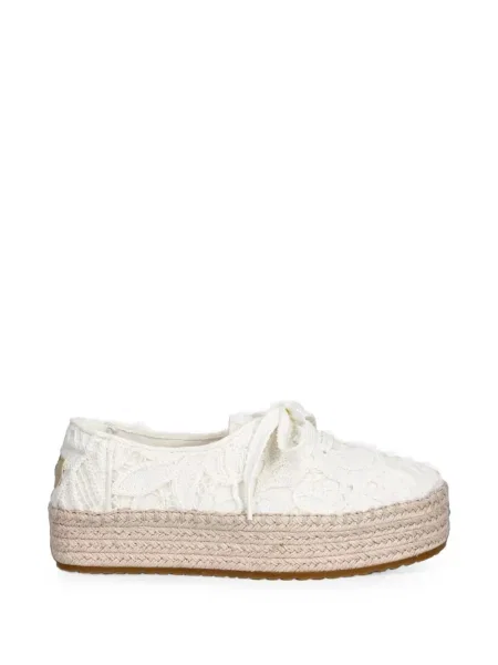 Espadrile Toms cu platformă din dantelă alb