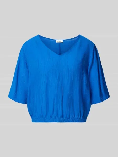 Koszulka bluzkowa o kroju relaxed fit z mieszanka S.oliver Red Label niebieska
