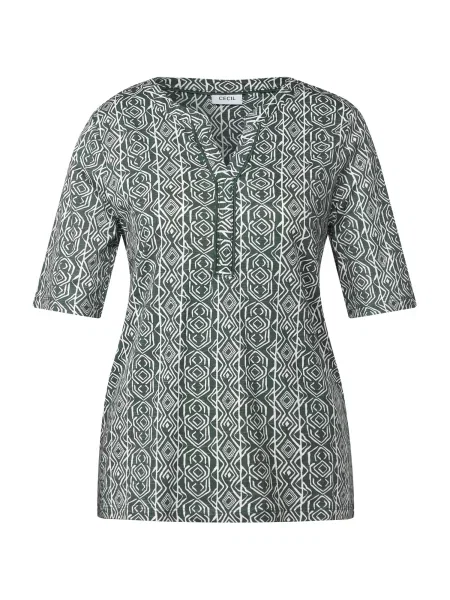 CECIL Tričko kaki biela