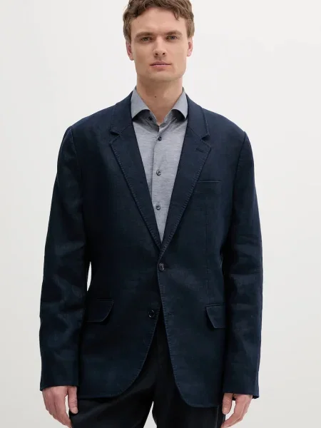 Plátěné sako Michael Kors tmavomodrá