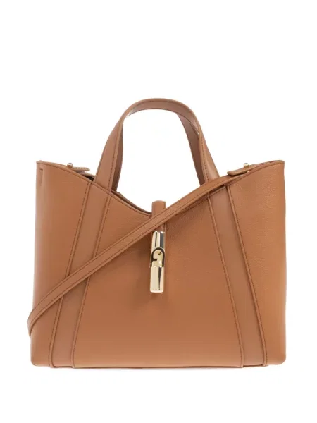 Geantă shopper Furla din piele maro