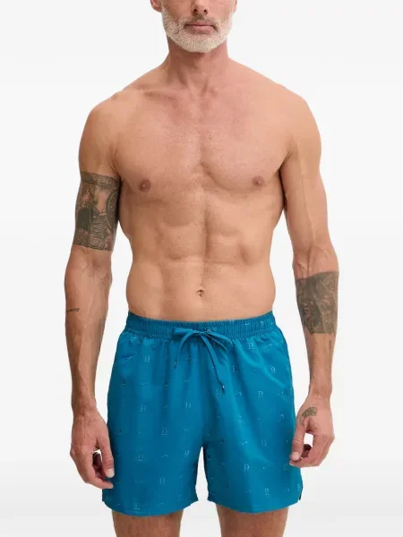 Slip de baie Nike cu gât halter cu imagine cu imprimeu geometric negru