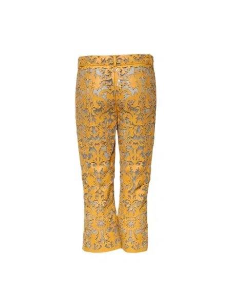 Spodnie Dolce And Gabbana w kwiatki koronkowe żółte