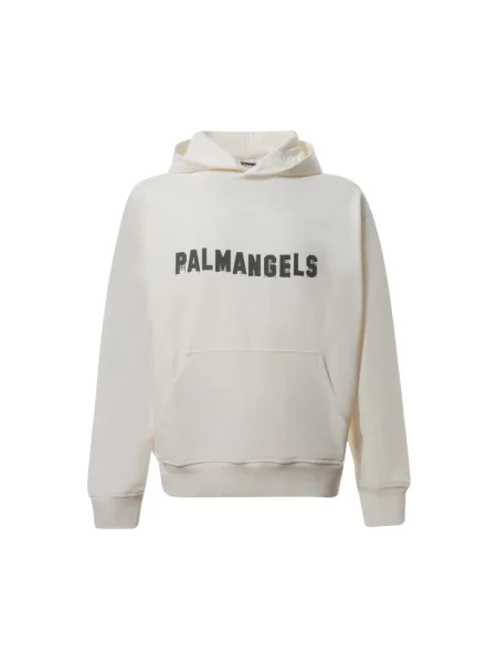 Bluza z kapturem Palm Angels klasyczna z logo biała