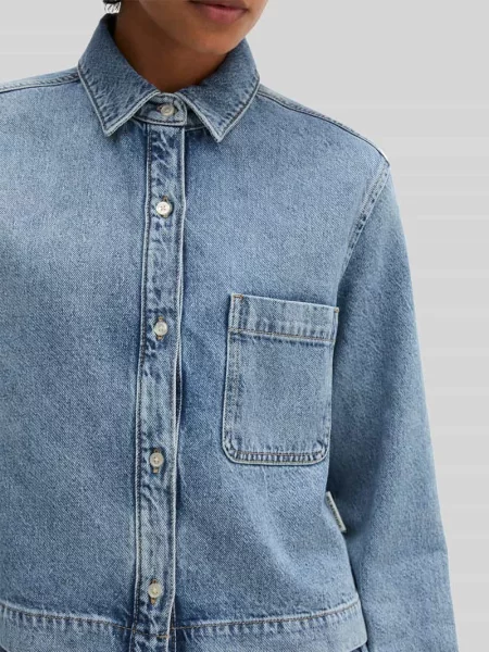 Bluzka jeansowa o kroju relaxed fit z dodatkiem lnu Marc O'polo