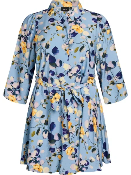 Zizzi Bluză Vkam denim / deschis / galben deschis / mov deschis albastru