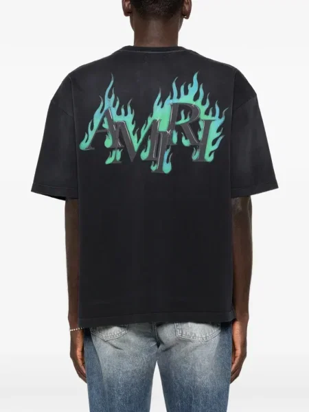 Tricou Amiri cu decolteu rotund scurt negru