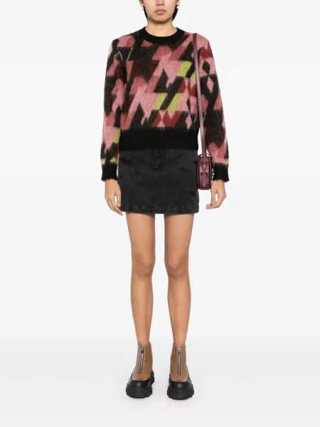 Grafic pulover Maison Kitsune din jacard roz