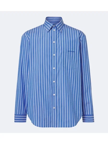 Cămașă Balenciaga cu dungi din poplin albastru