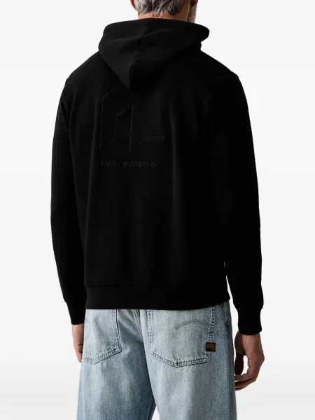 Hoodie Karl Lagerfeld με κέντημα με κορδόνι μαύρο