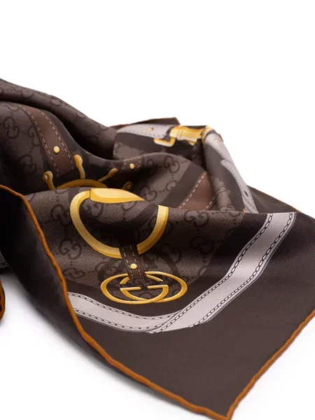 Fular Gucci de mătase maro