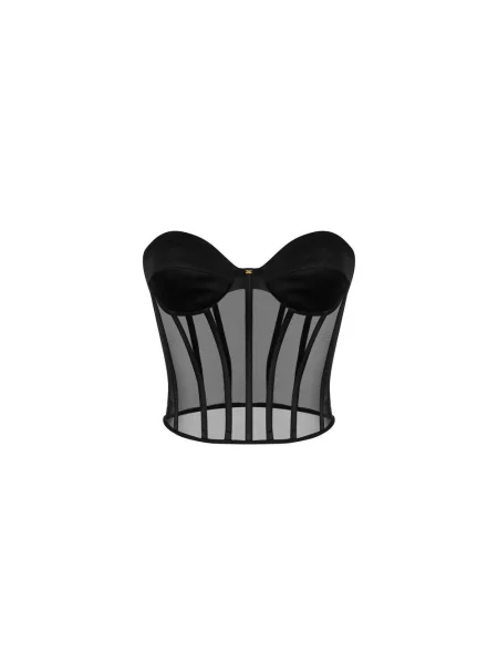 Satynowy top Elisabetta Franchi czarny