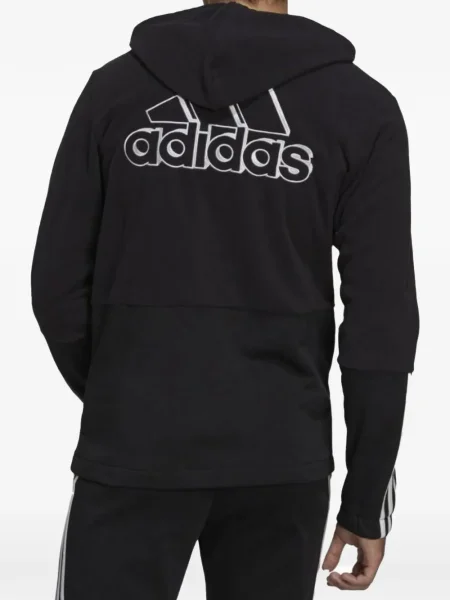 Tricou polo Adidas cu dungi alergare cu autograf negru