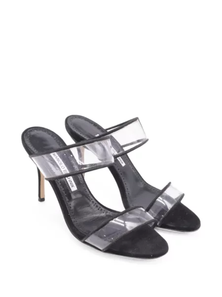 Papuci tip mules Manolo Blahnik cu bretele negru