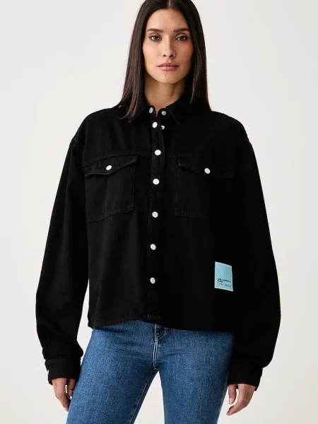 Karl Lagerfeld Jeans cămașă de damă din denim x Pietro Terzini negru