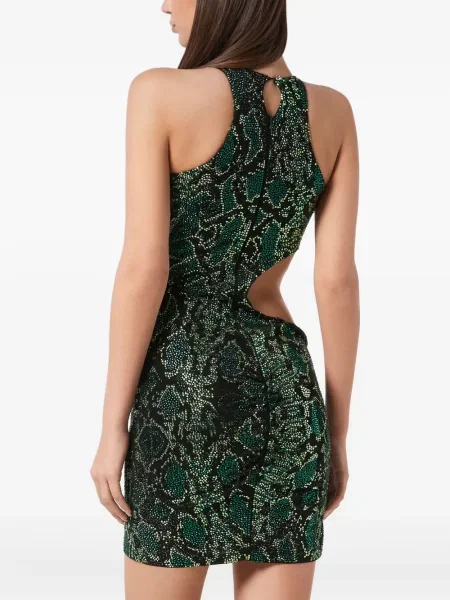 Rochie mini Philipp Plein cu imagine de costum verde