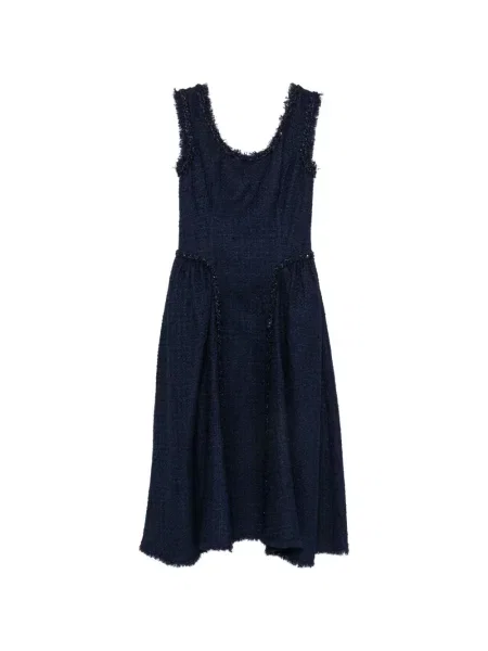 Bouclé rochie midi Self-portrait albastru