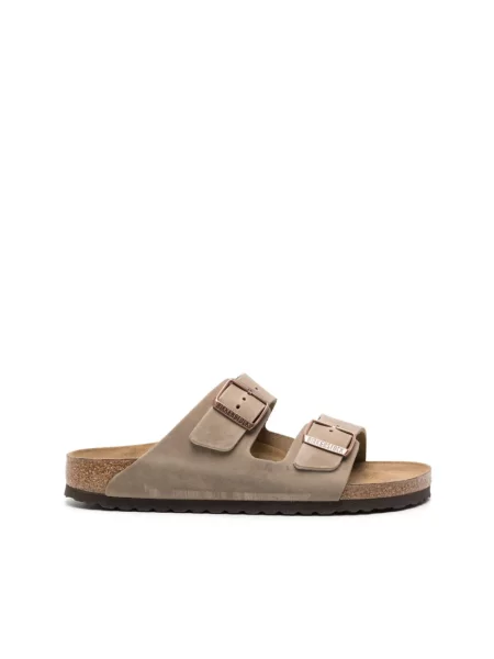 Lekkie klapki Birkenstock skórzane brązowe