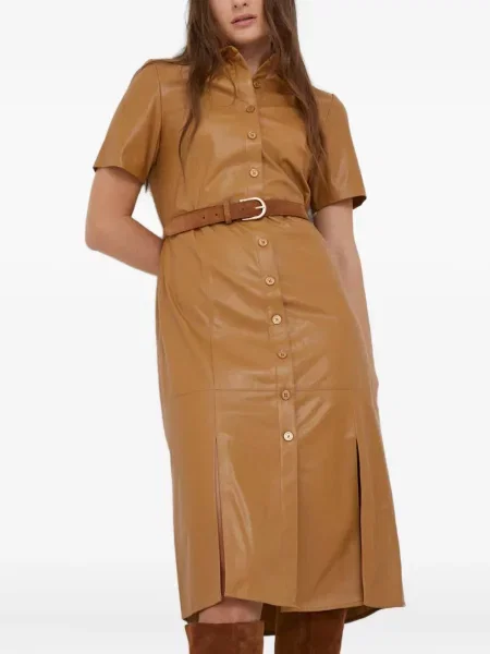 Rochie midi Dkny până la genunchi de costum maro