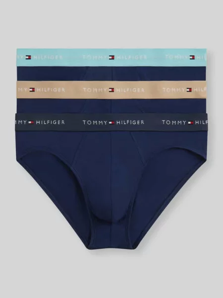 Majtki o kroju regular fit z mieszanka bawełny w zestaw 3 szt. Tommy Hilfiger granatowy