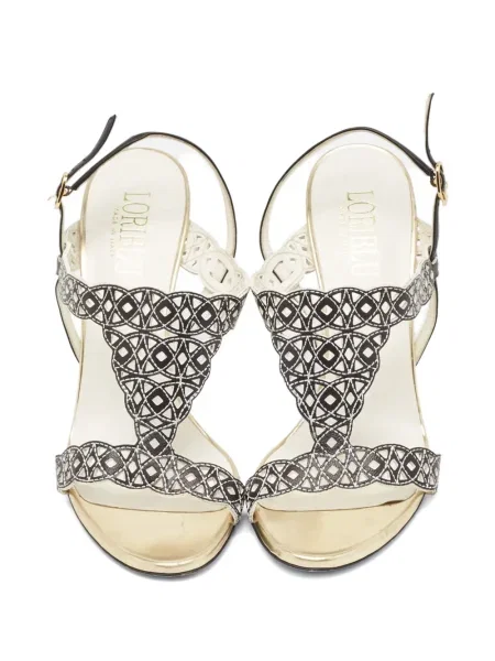 Sandale Loriblu din piele cu imprimeu geometric negru